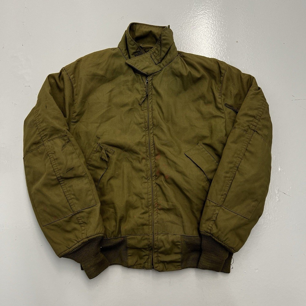 Vintage 1980 US Military Lancer Cold Weather Flight Jacket Medium Long Olive
